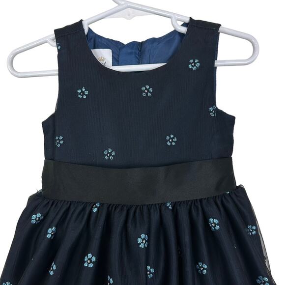 Special Editions Holiday Formal Dress Embellished Blue Black Size 2T - Picture 3 of 8